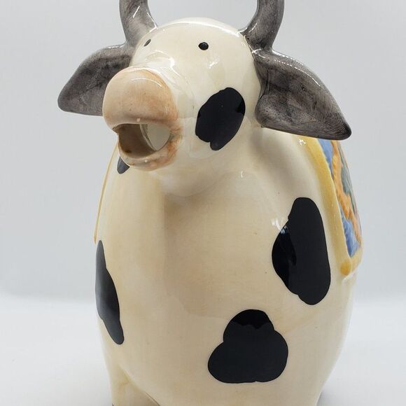 Ceramic Vintage Hand Painted Cow Milk/Juice Pitcher - Picture 4 of 15